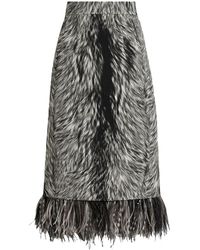 Dolce & Gabbana - Feather-Trim Faux-Fur Skirt - Lyst