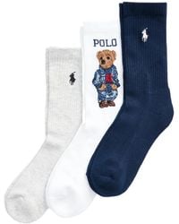 Polo Ralph Lauren - Pack de tres pares de calcetines con motivo Polo Bear - Lyst