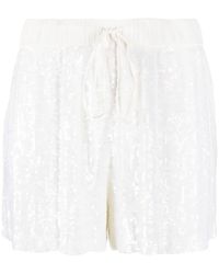 P.A.R.O.S.H. Sequined Drawstring Shorts - White