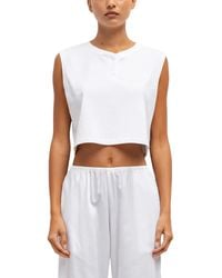 Leset - Margo Henley-Neck Cropped Top - Lyst