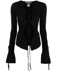 ANDREADAMO - Tie-Fastening Long-Sleeve Knitted Top - Lyst