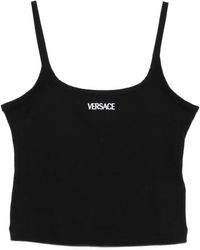 Versace - Top mit Logo-Stickerei - Lyst