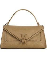 VISONA - Grainy-Leather Whipstitch-Trim Tote Bag - Lyst