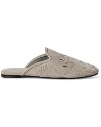 Brunello Cucinelli - Mules En Daim À Broderie Anglaise - Lyst
