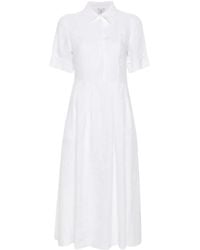 Eleventy - Linen Short-Sleeves Midi Dress - Lyst