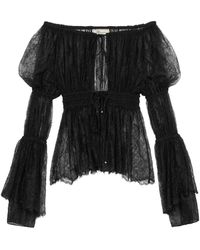 Blumarine - レーストリム ベルスリーブ トップ - Lyst