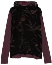 Whyci - Floral-Print Velvet-Panel Blouse - Lyst