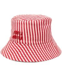 Miu Miu - Conjunto de bolso de mano y sombrero de pescador con logo - Lyst