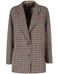 Bazar Deluxe - Check-Pattern Buttoned Blazer - Lyst