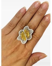HYT Jewelry - Anillo en oro amarillo y blanco de 18 ct con diamante - Lyst