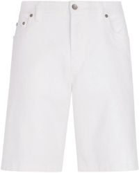 Dolce & Gabbana - Bermudajeans Aus Weißem Stretchmaterial - Lyst