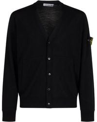 Stone Island - Geknöpfter Cardigan mit Logo-Patch - Lyst