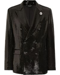 Dolce & Gabbana - Double-Breasted Sicilia Light Jacket With Sequins - Lyst