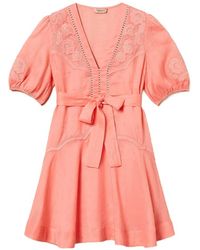 Twinset - Embroidered Belted Mini Dress - Lyst