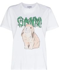 Ganni - Rabbit Logo T-Shirt - Lyst