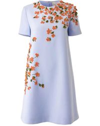 Carolina Herrera - Floral-Appliqué Mini Dress - Lyst