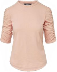 Veronica Beard - Ruched-Sleeve T-Shirt - Lyst