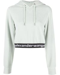 Alexander Wang - Logo-waistband Fine-ribbed Hoodie - Lyst