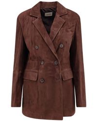 Arma - Safia Double-Breasted Suede Blazer - Lyst