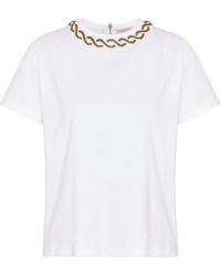 Valentino Garavani - Bead-Trim Cotton T-Shirt - Lyst