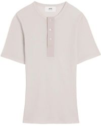 Ami Paris - Ribbed-jersey Cotton T-shirt - Lyst