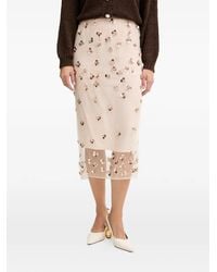 forte_forte - Embroidered-Detail Midi Skirt - Lyst