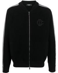 DSquared² - Logo-Embroidered Bird's Eye Knit Cardigan - Lyst