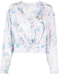 IRO - Blusa con cuello en V y estampado floral - Lyst