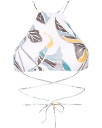 Clube Bossa - Leaf-print Halter-neck Bikini-top - Lyst