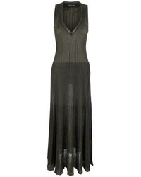 FEDERICA TOSI - Robe Longue Nervurée À Col V - Lyst