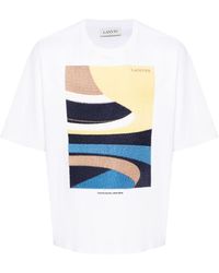 Lanvin - Daunou-embroidery Cotton T-shirt - Lyst