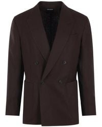 ZEGNA - Double-Breasted Peak-Lapel Blazer - Lyst