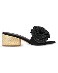 Paloma Barceló - Raffia-Flower Suede Sandals - Lyst