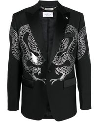 Philipp Plein - Crystal-Embellished Single-Breasted Blazer - Lyst