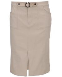 Tom Ford - Belted Ribbed-Panel Midi Skirt - Lyst