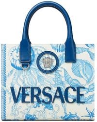 【VERSACE】 Shopper piccola Underwater Barocco La Medusa Underwater Barocco La Medusa Small Tote Bag Blue,White