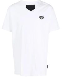 Philipp Plein - Logo-Plaque V-Neck T-Shirt - Lyst