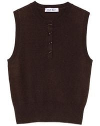 ELY ELY - Top Sin Mangas Con Solapa Con Botones - Lyst