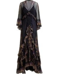 Etro - Gerüschtes Maxikleid Aus Seide Mit Paisley-Print - Lyst