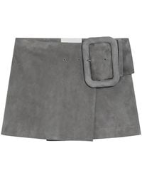 Ami Paris - Suede Mini Skirt With Large Buckle Belt - Lyst