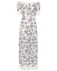 Rabanne - Floral-Embroidered Lace-Texture Midi Dress - Lyst