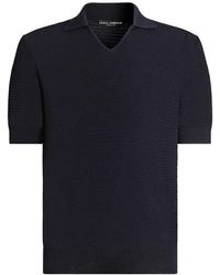 Dolce & Gabbana - Silk Polo Shirt With Micro-Stitch Detailing - Lyst