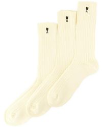 Ami Paris - Ami De Coeur Ribbed Socks (Set Of Three) - Lyst