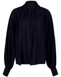 Ferragamo - Geraffte Bluse Mit Schlitz - Lyst