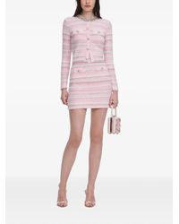 Self-Portrait - Striped Embellished-Detail Mini Skirt - Lyst