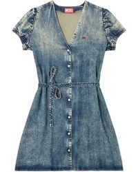 DIESEL - Puff-Sleeves Buttoned-Front Mini Day Dress - Lyst