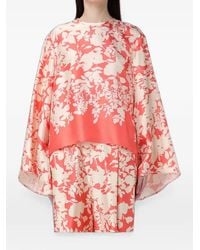 Agnona - Floral-Print Silk Trousers - Lyst