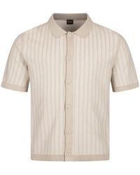 BOSS - Ribbed-Knit Short-Sleeve Cardigan - Lyst