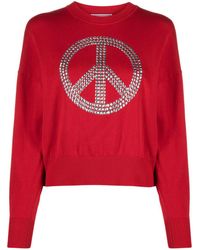 Moschino Jeans - Rhinestone-embellished Peace Sign Jumper - Lyst