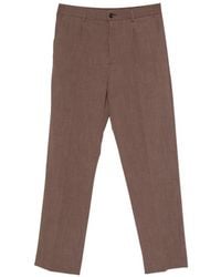 Hōsio - Pantalon Plissé En Laine À Chevrons - Lyst
